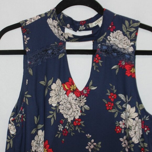 Miami Navy Floral Sleeveless Boarder Print Dress - Picture 11 of 16
